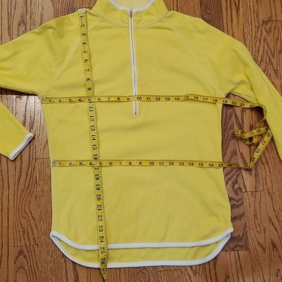 PETER MILLAR YELLOW WHITE QUARTER ZIP 100% COTTON TOP SIZE LARGE GOLF PREPPY - Picture 8 of 8